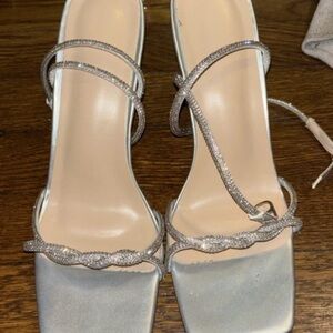 Nike Silver Crystal-Strap High Heels